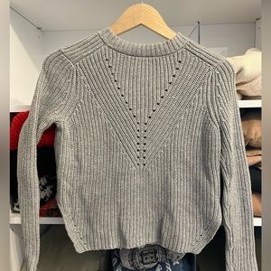 GUESS, Cropped Grey Sweater with full back silver zip detail, XXS